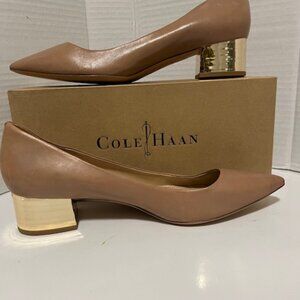 Via Spiga leather pumps with gold heel.